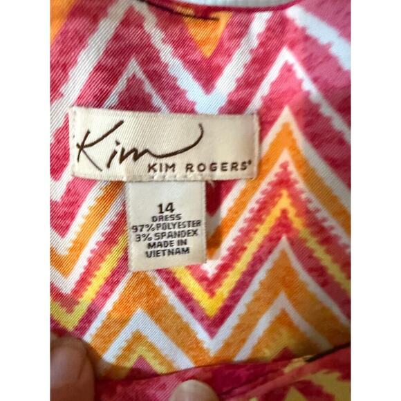 Kim Rogers Women's Size 14 Pink and Orange Dress - Picture 2 of 3